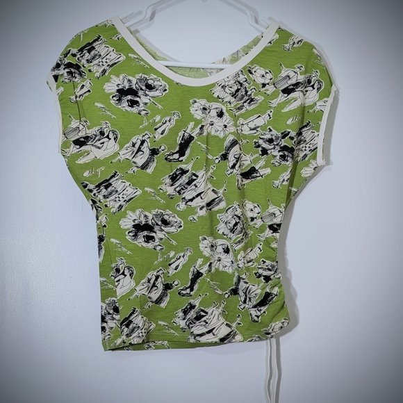 lime green and beige fashion pattern top - Picture 1 of 5